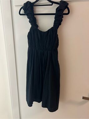 Abercrombie & Fitch Puff Strap Linen Blend Mini Dress